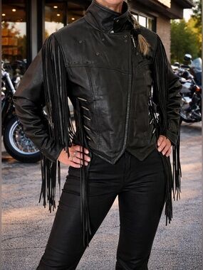 Harley Davidson Supreme Vintage Leather Fringed Jacket Pristine